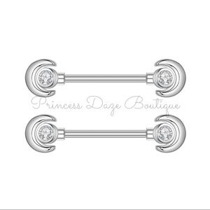 Diamond Moon Nipple‎ Ring Set